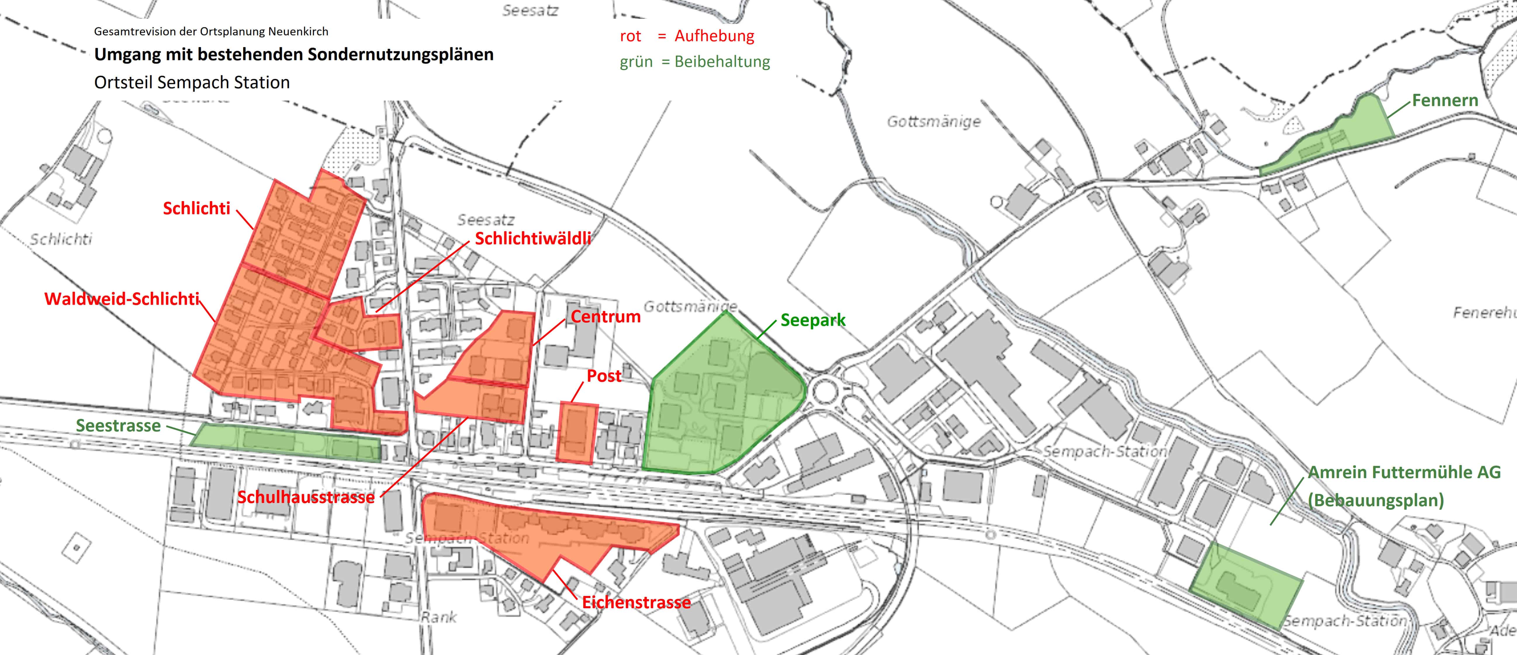 Pläne Umgang mit bestehenden SNP Sempach Station
